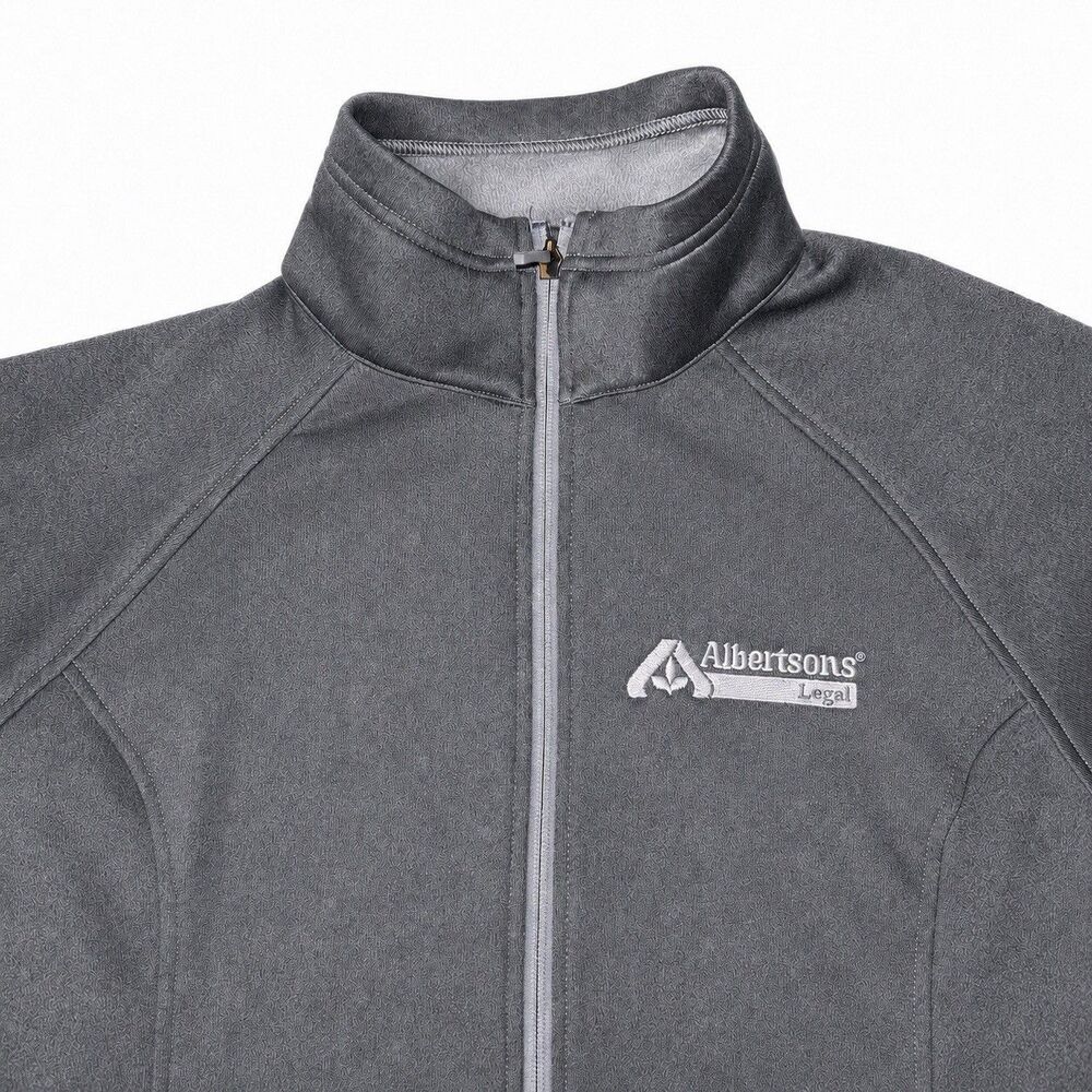 The North Face Womens L Gray Full Zip Stretch Fleece Jacket Logo - Picture 2 of 9